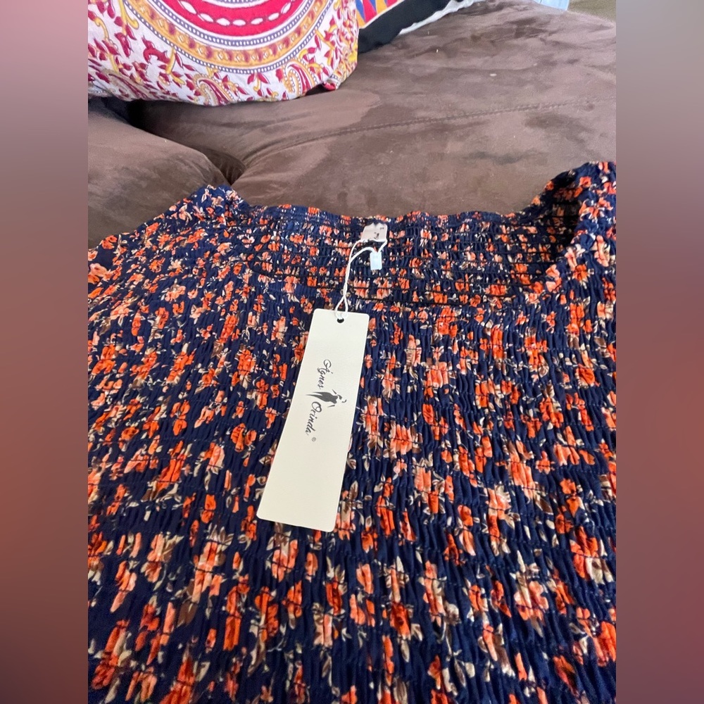 3X Navy Rose Blouse